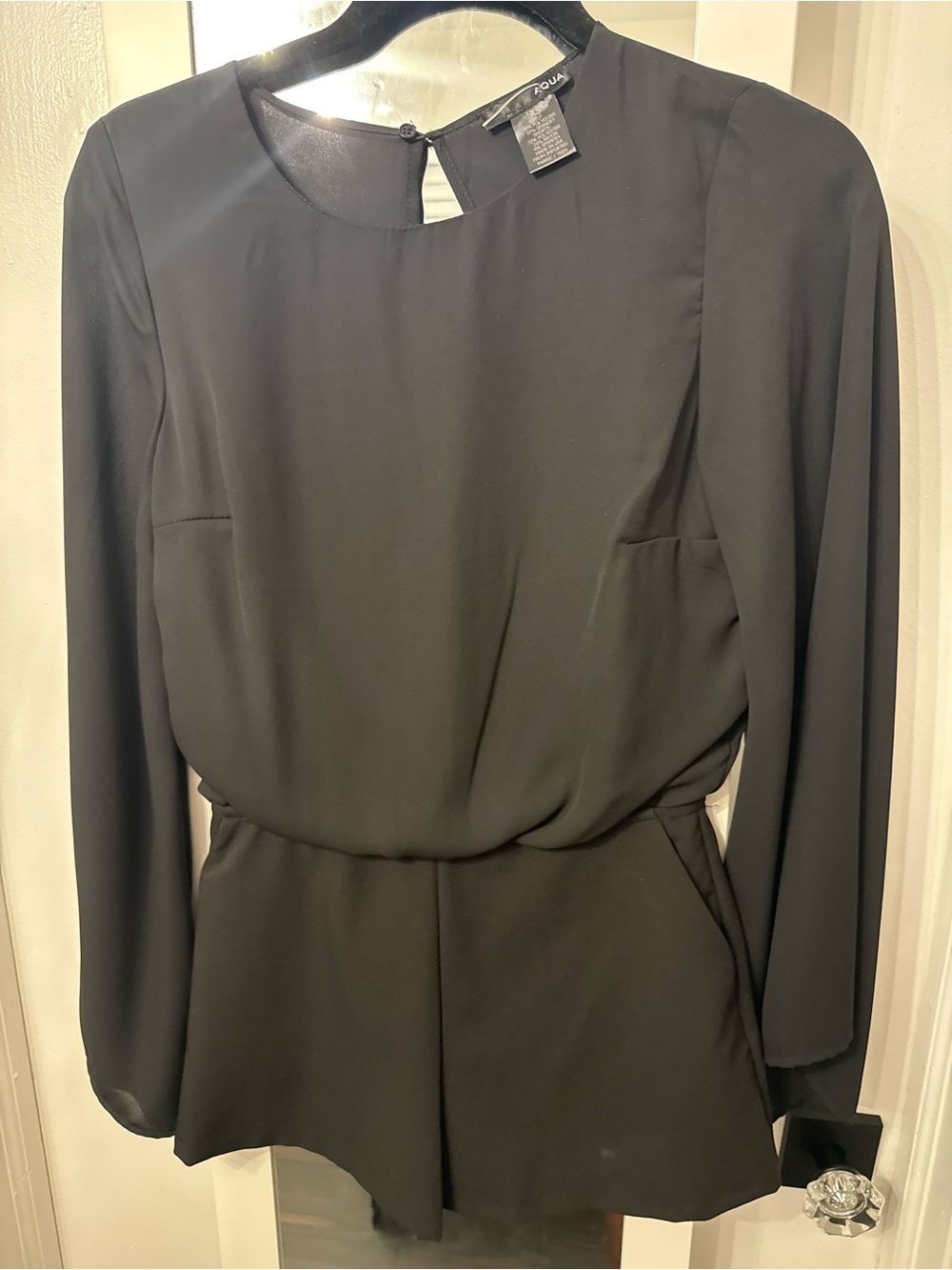 Aqua Black Long-Sleeve Romper